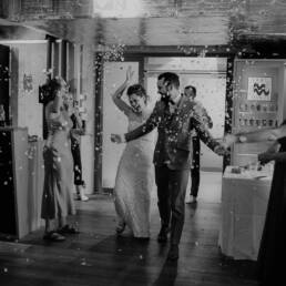 Swiss couple celebrate their wedding with the friends